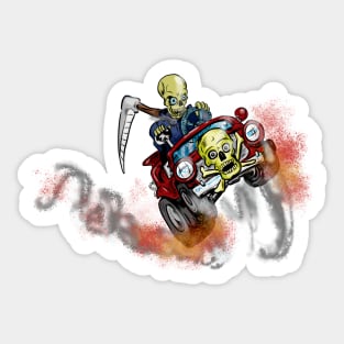 Grim Reaper in a Big Daddy Hot Rod Sticker